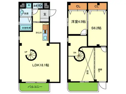 アルユータ六甲道(1SLDK/3階)の間取り写真