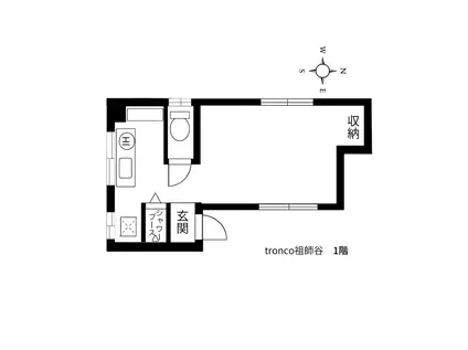 TRONCO祖師谷(1K/1階)の間取り写真