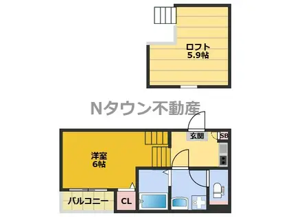 GIFTI 旧物件名EMブランドール(1K/1階)の間取り写真