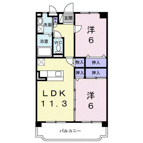 レオ・グランド山ノ神(2LDK/3階)の間取り写真