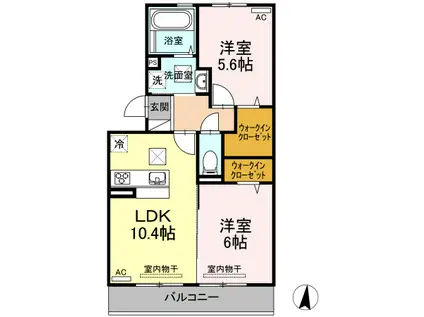 クローリスA(2LDK/1階)の間取り写真
