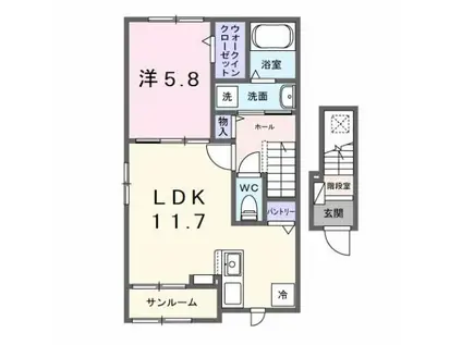 フェリシダ(1LDK/2階)の間取り写真