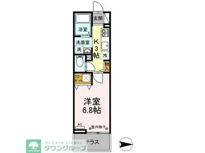 ビューテラス(1K/3階)の間取り写真