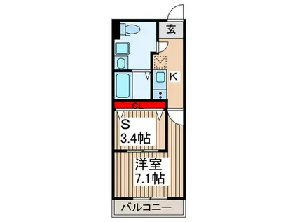 アバロン上尾原市(1SK/3階)の間取り写真