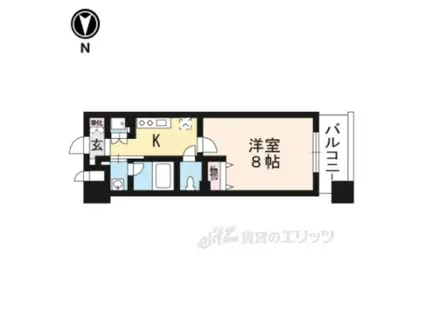 アスヴェル京都東山五条404(1K/4階)の間取り写真