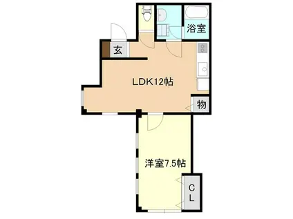 桂コーポ竹園(1LDK/3階)の間取り写真