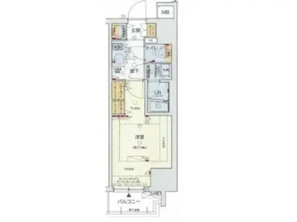 レオンコンフォート北浜(1K/11階)の間取り写真