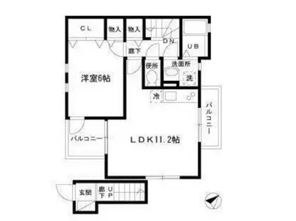 プランドールK(1LDK/2階)の間取り写真