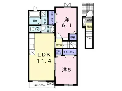 アンジュ・アームス(2LDK/2階)の間取り写真
