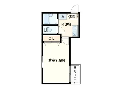 ラ・パール歌仙堂(1K/1階)の間取り写真