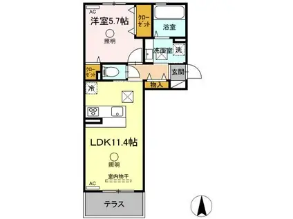 FY-STYLE KIKUCHI(1LDK/1階)の間取り写真