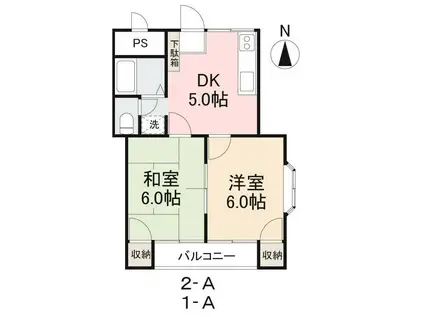 フォーレスK(2DK/2階)の間取り写真