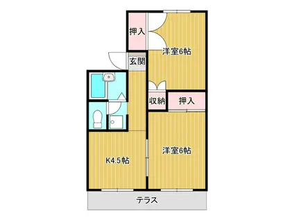 マンションアイリス(2K/2階)の間取り写真