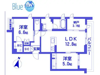 グランウェーブ湘南(2SLDK/1階)の間取り写真
