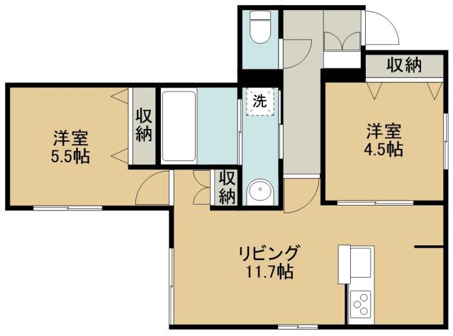 オリーブハウス新宿(2LDK/1階)の間取り写真