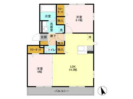 ステラルーチェ(2LDK/2階)の間取り写真