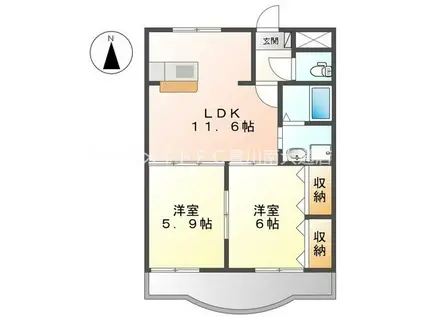 ルシード黒下(2LDK/2階)の間取り写真