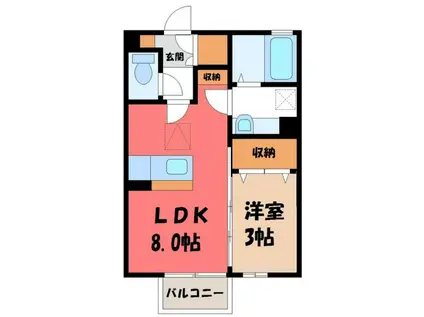 サニーライフ(1LDK/1階)の間取り写真