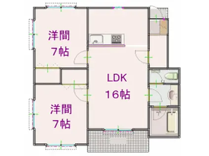 グランデージュ北原 C棟(2LDK/2階)の間取り写真
