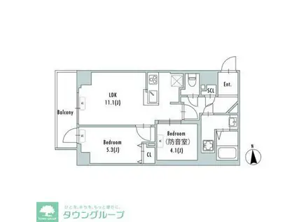 GRAN PASEO上野御徒町(2LDK/4階)の間取り写真