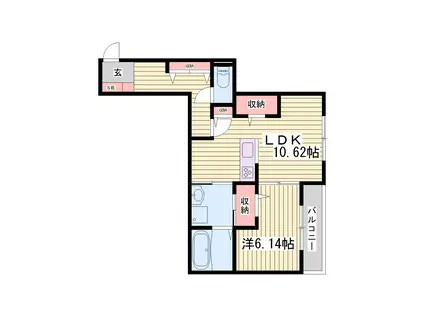 RAINBOW(1LDK/1階)の間取り写真