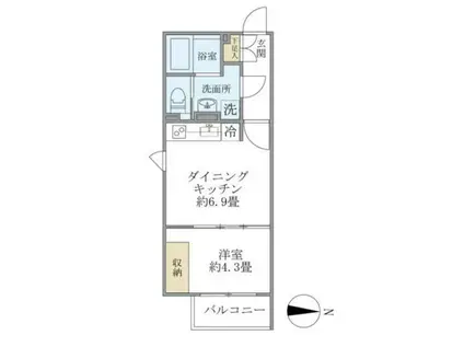 アレーロ新中野II(1DK/3階)の間取り写真