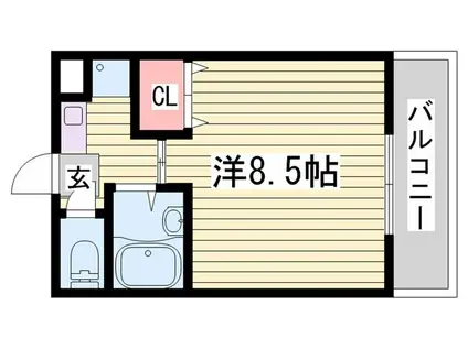 ルンゴフィユーメ(1K/1階)の間取り写真