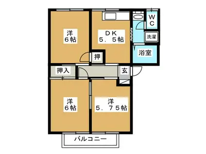 ハイツ・サンリバー(3DK/1階)の間取り写真