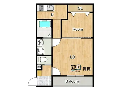 LFB APARTMENT下市(1LDK/3階)の間取り写真