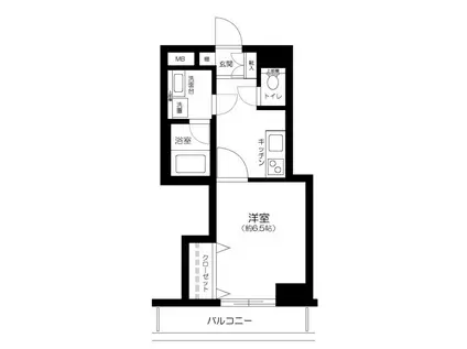 ソシエ東長崎(1K/2階)の間取り写真