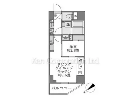 ルネサンス赤坂プレミアコート(1LDK/2階)の間取り写真