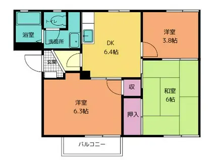 グレイスビラ(3DK/2階)の間取り写真