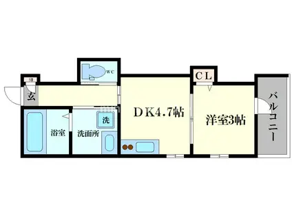 パレーシャルかしま(1DK/1階)の間取り写真