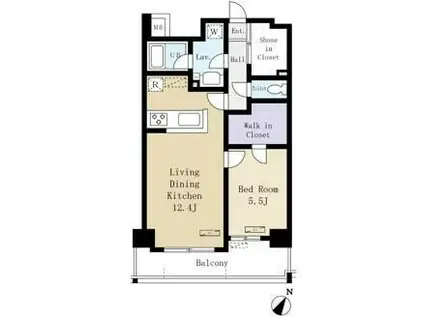 ドゥーエ向島(1K/4階)の間取り写真