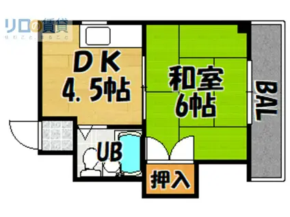 スィートハイツ(1DK/3階)の間取り写真