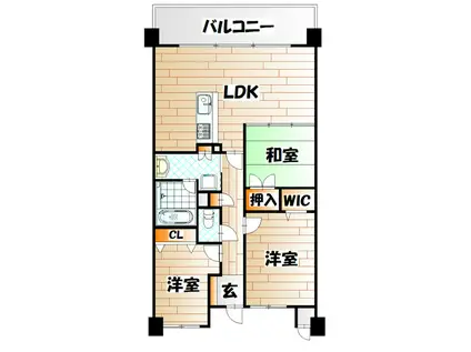 グランドキャッスル下到津(3LDK/12階)の間取り写真