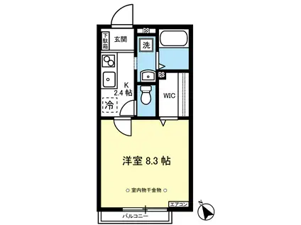 ピュアグリーン(1K/2階)の間取り写真