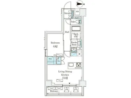 アークマーク新宿西落合(1LDK/4階)の間取り写真