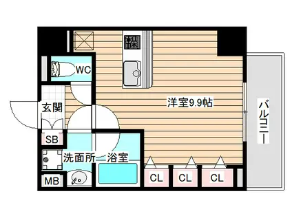 S-RESIDENCE福島LUXE(ワンルーム/9階)の間取り写真