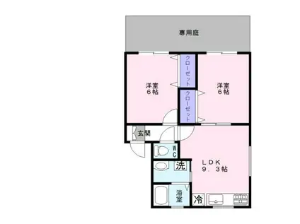 メゾンド・エリーI(2LDK/1階)の間取り写真