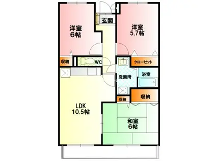 サンセールシマダ(3LDK/2階)の間取り写真