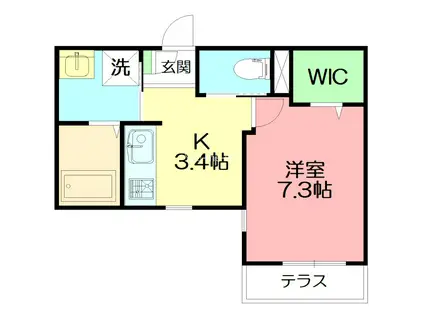 ル・シェノンII(1K/1階)の間取り写真