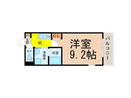 ヴァンクール御器所(1K/2階)の間取り写真