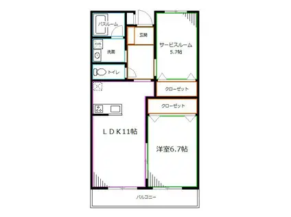 カーサ・エストレーラ(1SLDK/2階)の間取り写真