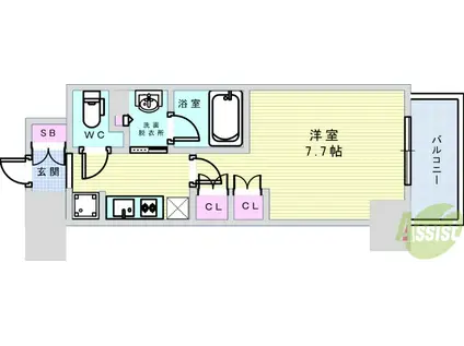 ザ・パークハビオ江坂公園(1K/6階)の間取り写真