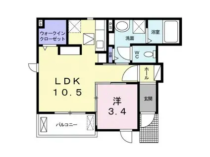 クアドリフォリオII(1LDK/1階)の間取り写真