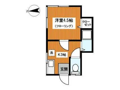 Kフラット(1K/1階)の間取り写真