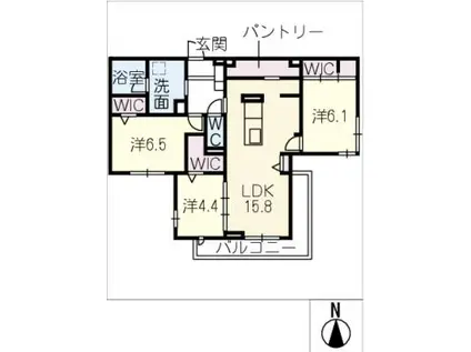 セレスティア檀溪通(3LDK/3階)の間取り写真
