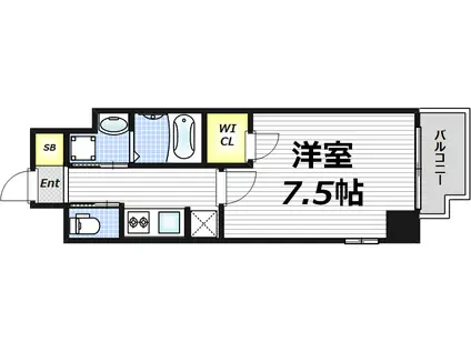 ビガーポリス405同心III(1K/6階)の間取り写真