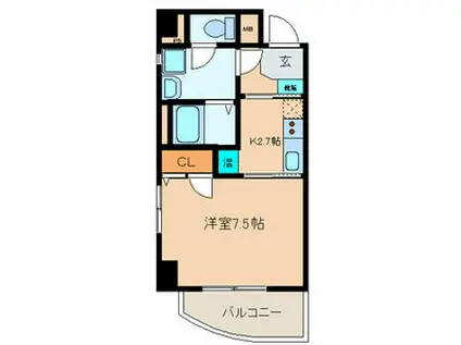 パウゼ大手前(1K/4階)の間取り写真